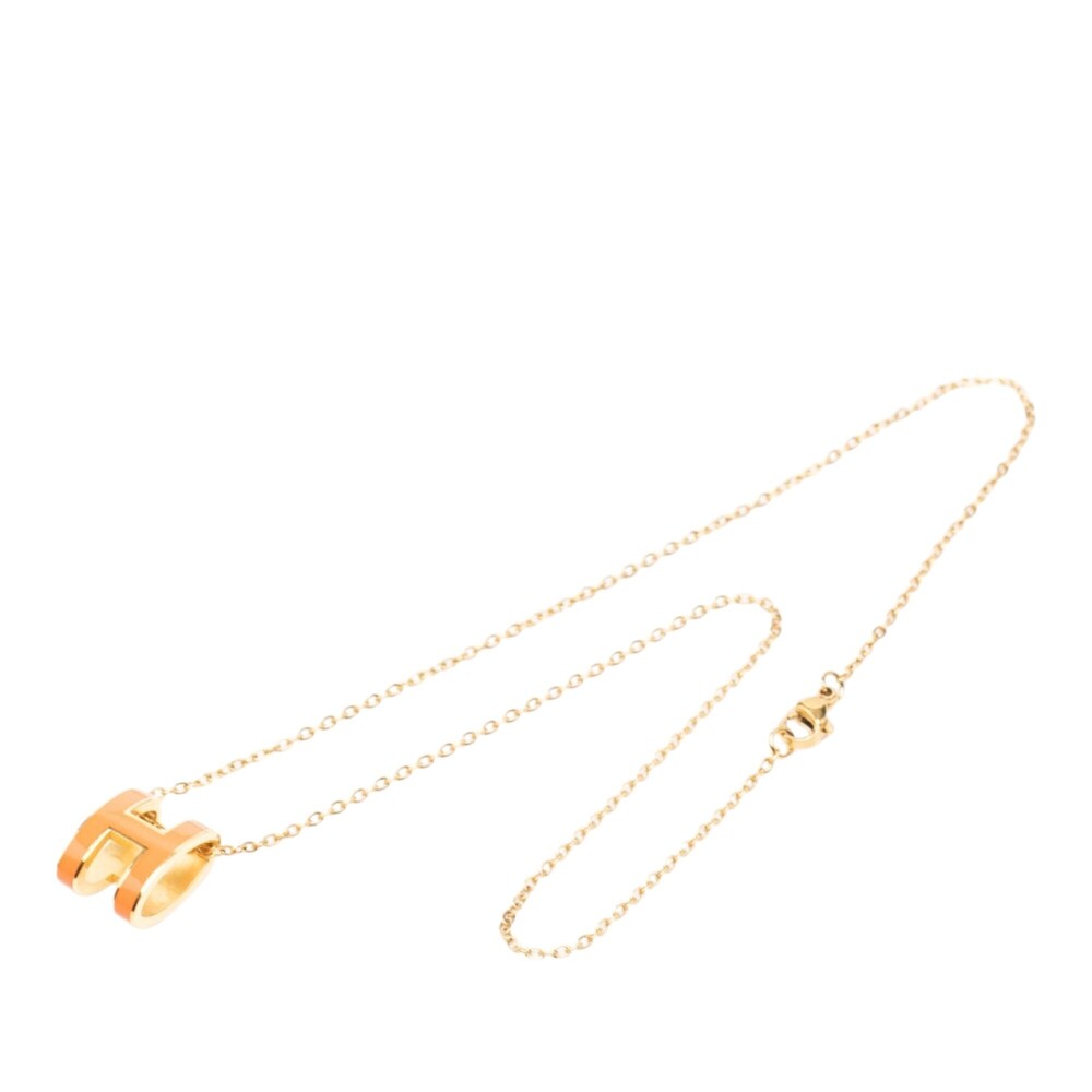 Pre-Loved Hermes Gold Plated Enamel Pop H Pendant Necklace